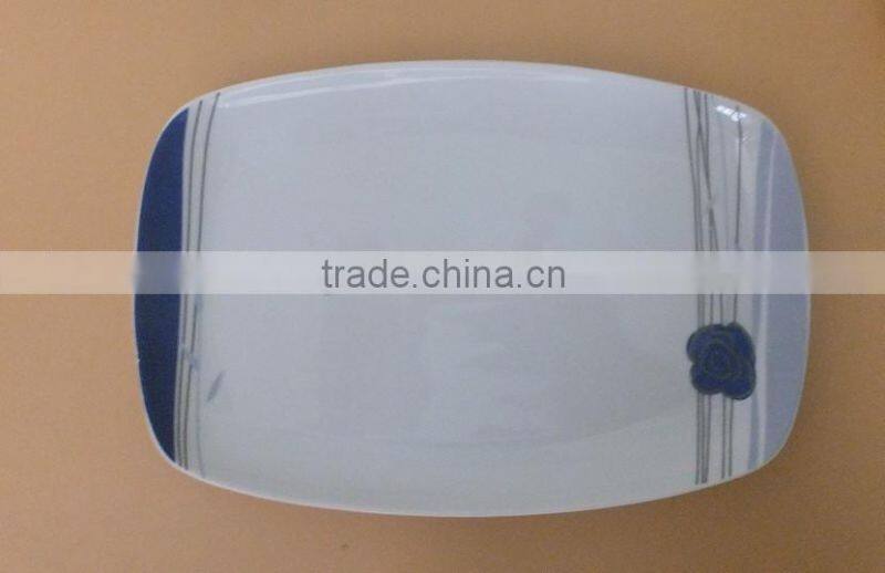 Cheap porcelain plate ceramic rectangular dinner plates & dishes stock OTH009