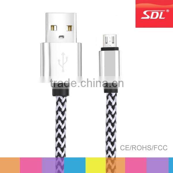Good quality baided nylon usb data cable android 2A 1M for tablet smartphone