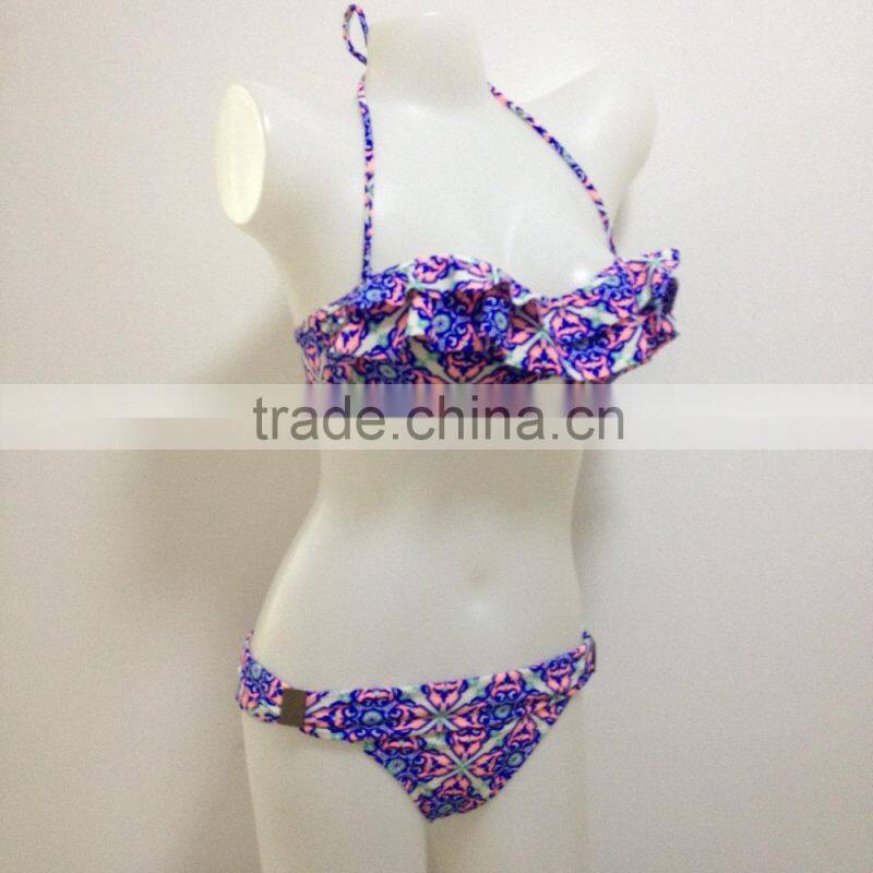 Sexy flower printing triangle swimwear bikini mature women hot super sexy bikini