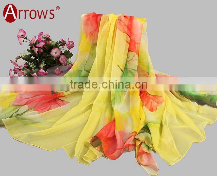 Infinity Chiffon 100% Polyster Silk Imitated Fabric Material Women Girls Scarves and Shawls Wrap With Printed Patterns