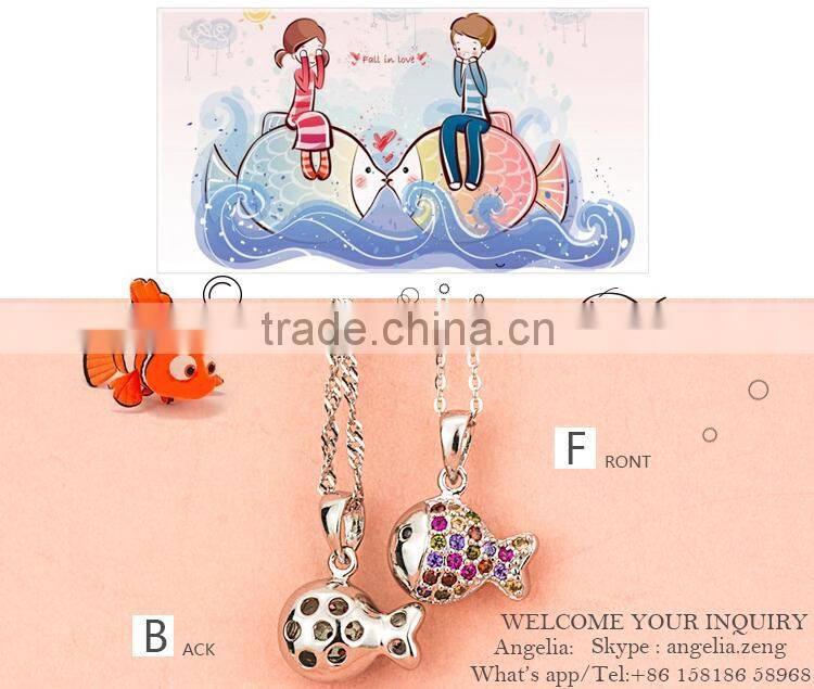 Hot Sale Popular Fish Jewelry With Colorful Gemstones Necklace Pendants