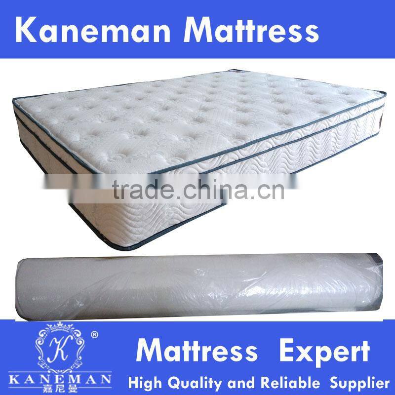 Popular Roll Packed Euro Pillow Top Pocket Spring Memory Foam Mattress