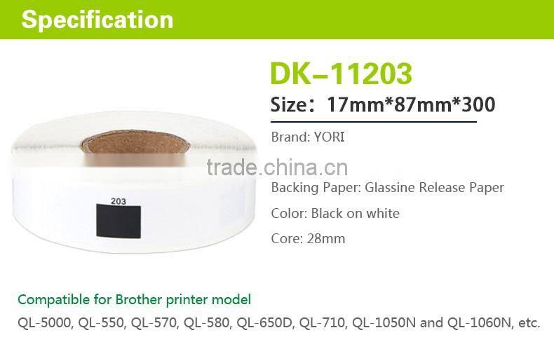 YORI black on white thermal sticker paper DK label 17mm*87mm*300