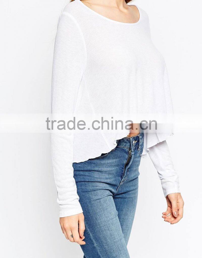 Newest Customized Women's Sweater with Deep V and Flared Sleeve Midweight structured knit