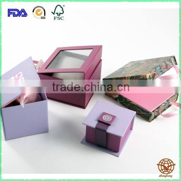 2016 New Custom Made Logo Printed Jewelry box with Window , Matte Cardboard Jewelry Box