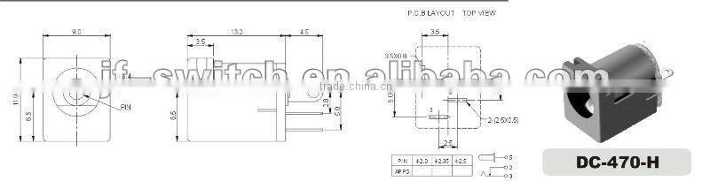dc socket power jack pcb for SMT(dc-470h),mini dc jack connector socket,female dc jack