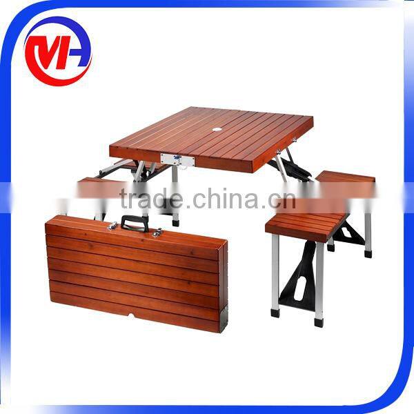 Outdoor wood table folding camping With Chairs Set
