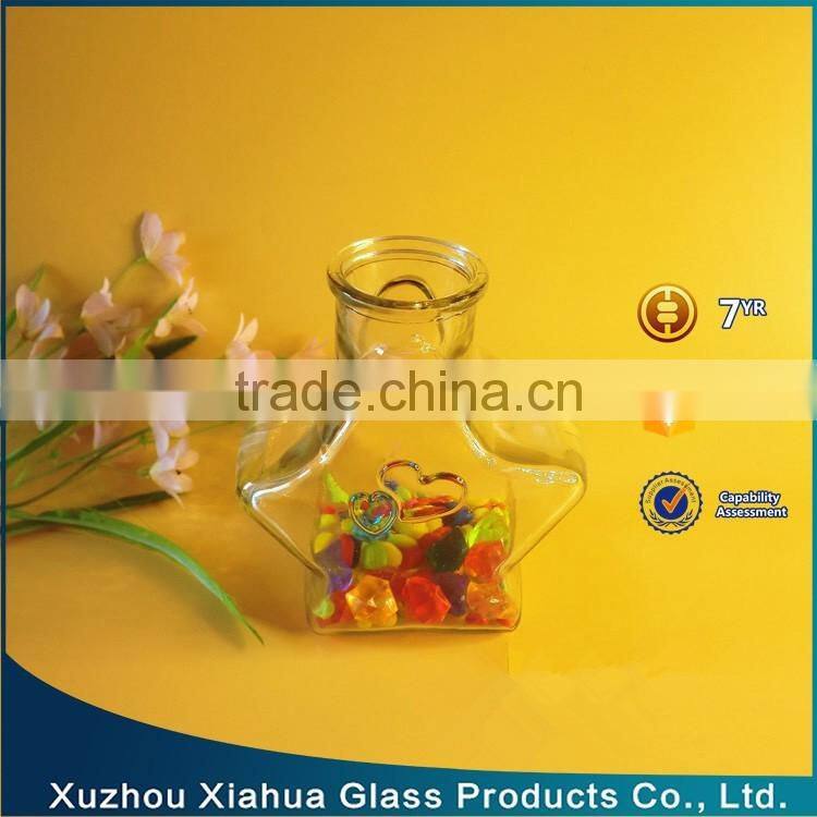 star shape decorative glass jar bottle with cork