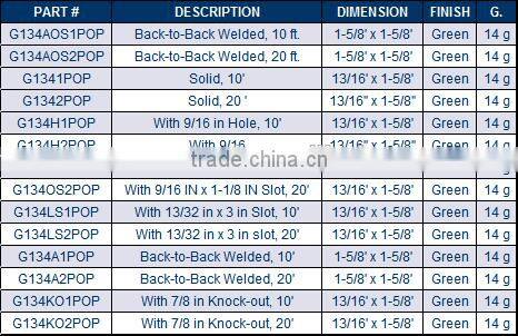 12.14.16.18 Guage Steel Strut Channel for C Channel U Channel