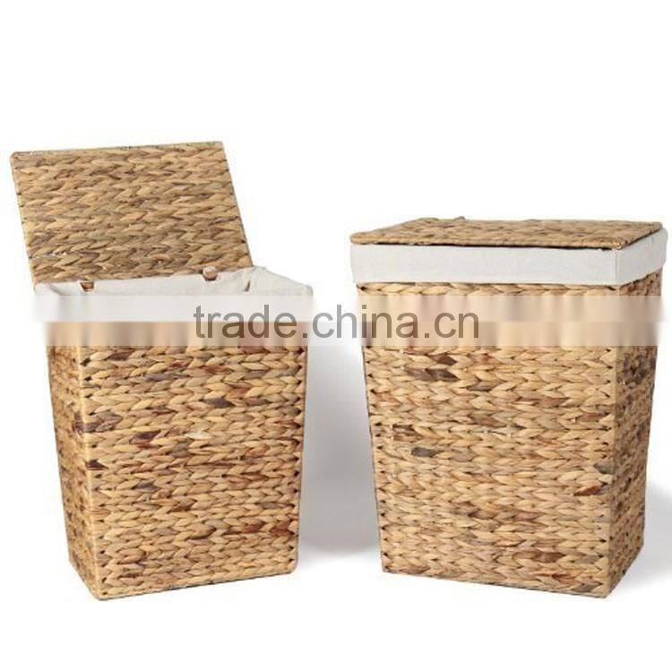 Fashion new water hyacinth dirty clothes laundry baskets with lid & liner