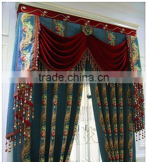Antique Style Embroidered Organza Fabric Living Room Colorful Curtains With European Style Valances