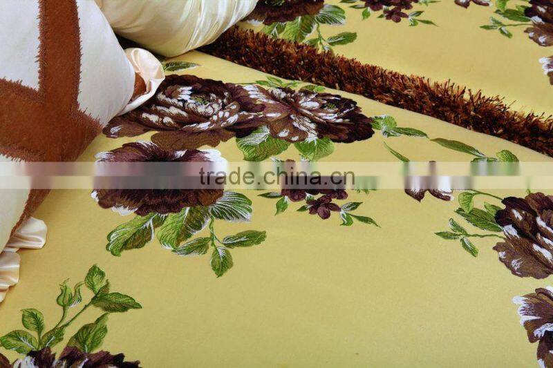 Luxury European Victorian Style Living Room Golden Sofa Set/Fancy Palace Noble EmbroideryTufted Button Fabric Sofa With Cushions