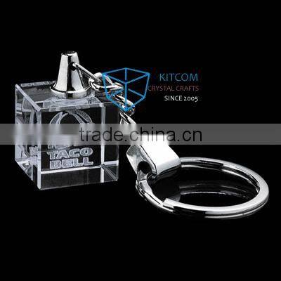 stylish crystal cube engraved keychain