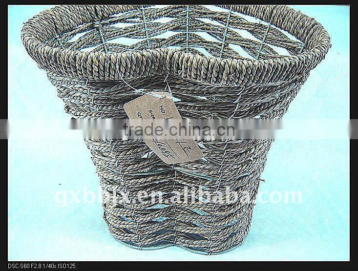Seagrass wire heart shaped storage decorative waste paper baskets