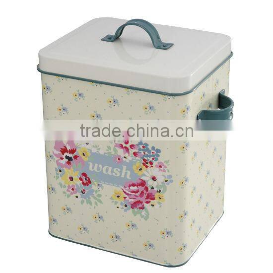 Laundry powder storage box with PVC full wrap design