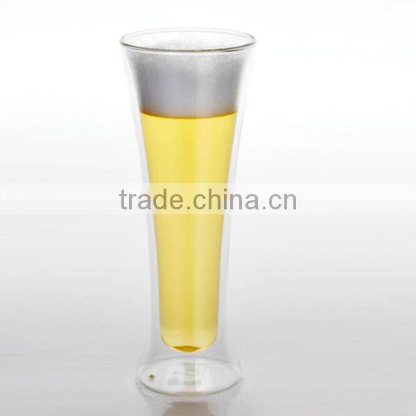 2014 hot selling promotion 350ml 2 layers beer glass cup