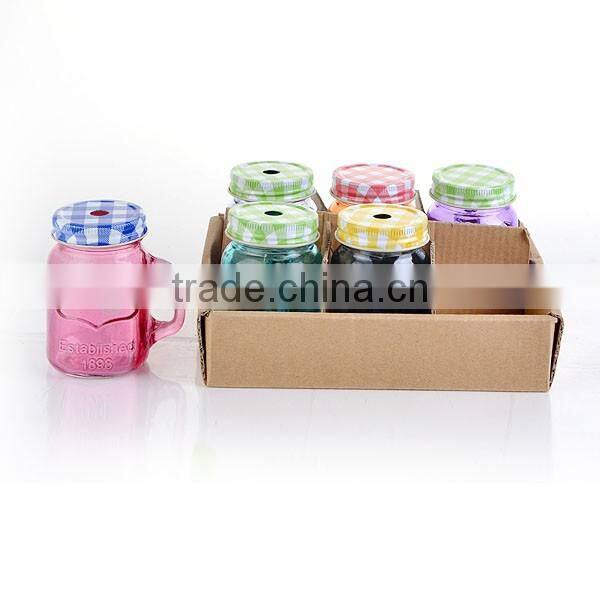 bulk packing colored 100ml small shot mason jars with handle