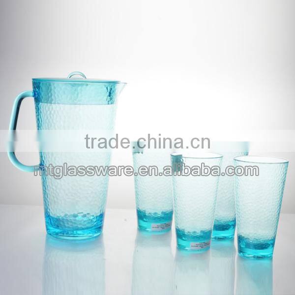 2015 high quality plastic drinking water set water pot and 4pcs water cup