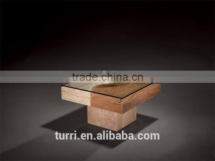 New Design luxury marble base glass top tv stand