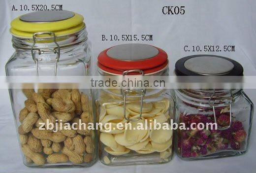 Hot sell- Airtight clear airtight glass jar with metal clip