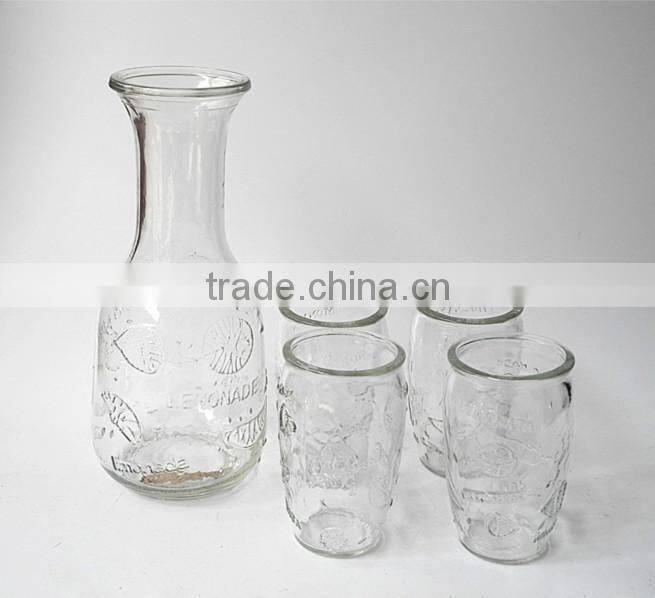 lemonade embossed mango juice stemless glass tumbler cup drinking set