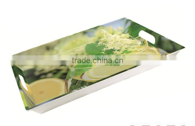 Food grade Melamine serving tray with full decor design on surface