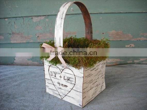 table square birch basket for wedding decor
