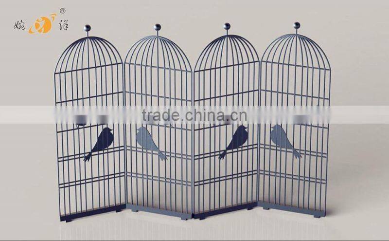 Chinese style living room furniture bird hollow decorative metal folding screen