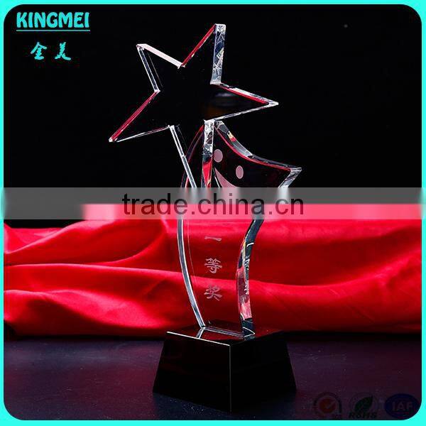 Clear star smiling face crystal plaque award star crystal glass award trophies