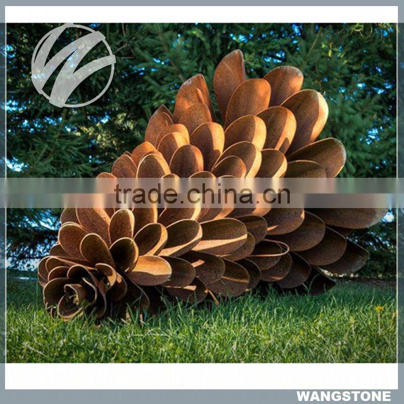 Corten steel pinenut tree contemporary outdoor sculpture