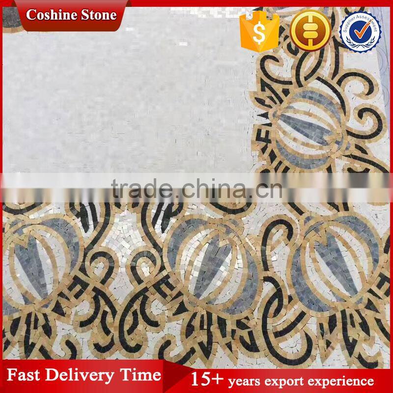 Fancy design flower marble waterjet pattern mosaic tile