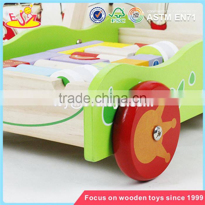 wholesale educational wooden baby activity walker funny toys wooden baby activity walker with building blocks W16E076