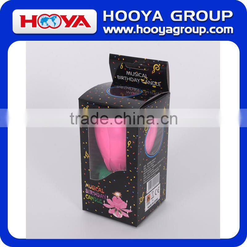 Lotus shaped rotating birthday candle with round base