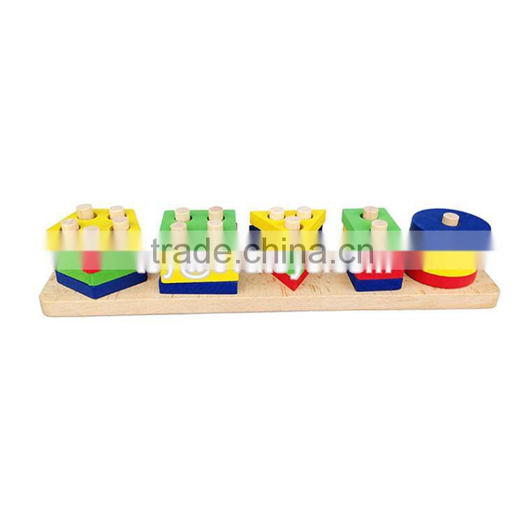Hot sale preschool stacking geometry blocks wooden baby sorting toys W13D112