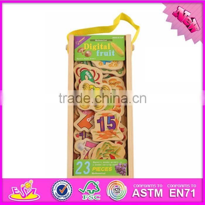 2016 new design 23 pieces educational toy wooden magnetic puzzles for toddlers W14J002
