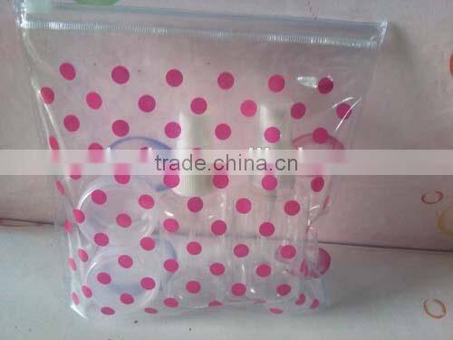 4pcs travel bottles/pet travel bottle set/cosmetic bottle set with 18 thickness 1c color pvc bag