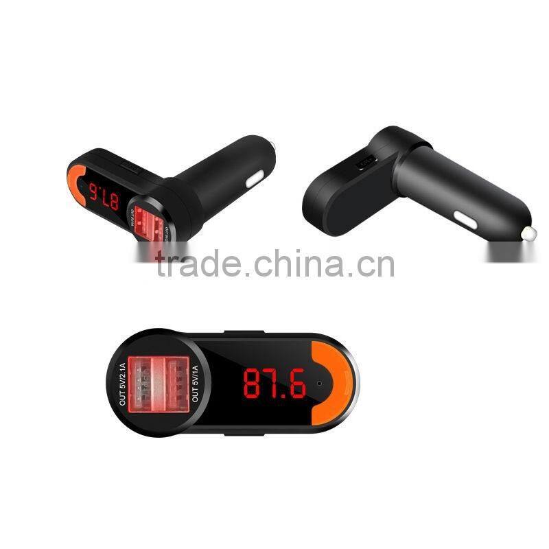 2016 hot mini LED Display Bluetooth handsfree Car FM Transmitter MP3 Player with USB Car Charger