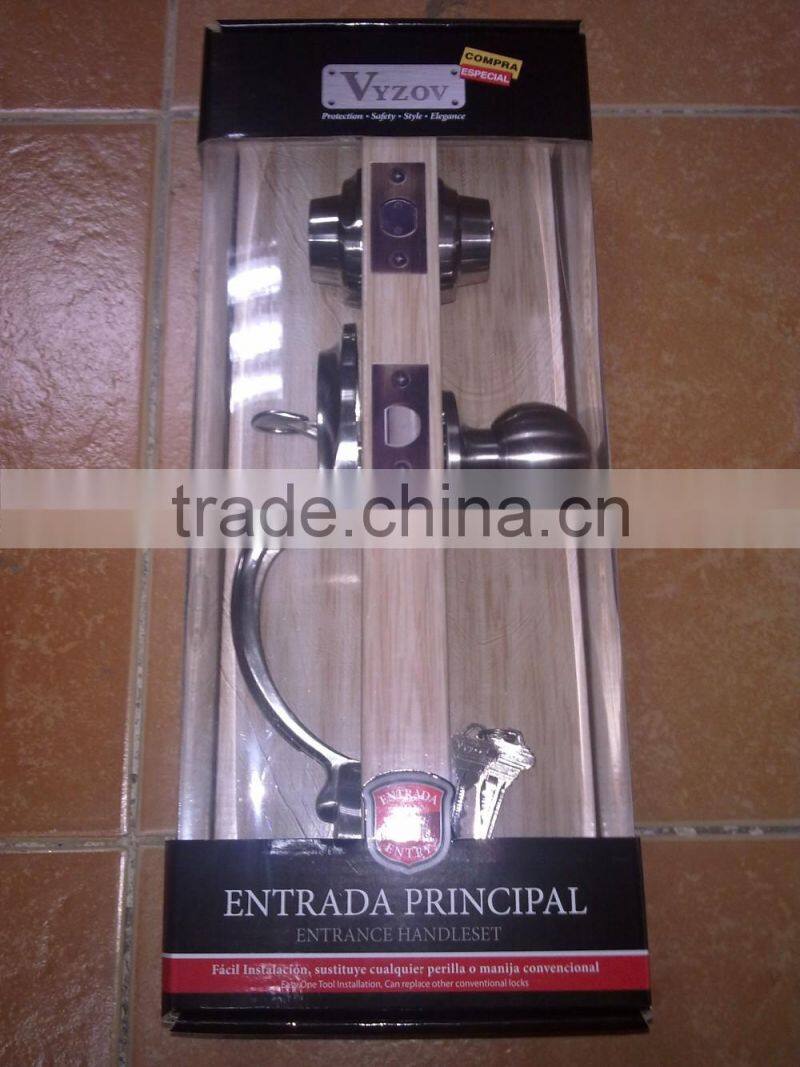 UL fire zinc alloy flower hotel American standard door lever handleset lock