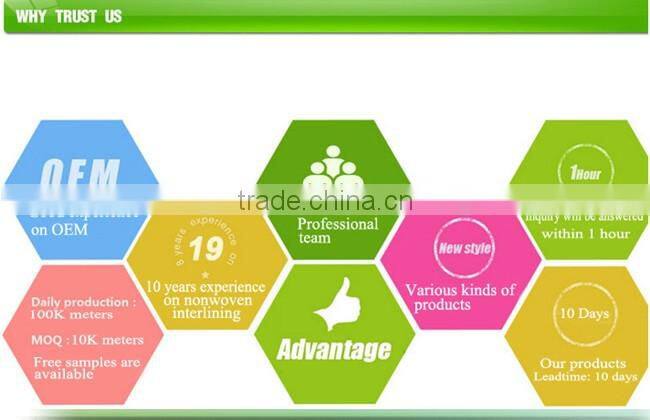 Adhesive one side tear away polyester fusible nonwoven gum stay interlining