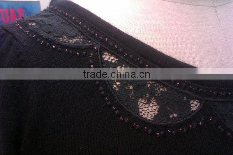 black long sleeve 2013 new design fashion garment lady sweater