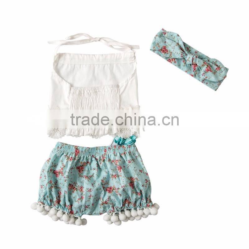 Summer new design boutique baby clothing set fashion girl floral outfits