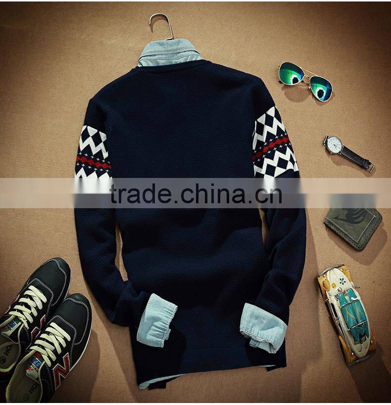 GZY new long sleeve men sweater intarsia sweater