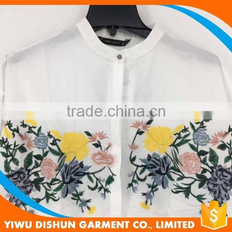 good quality fashion cutting embroidery woman top wide sleeve o neck casual blouse design images