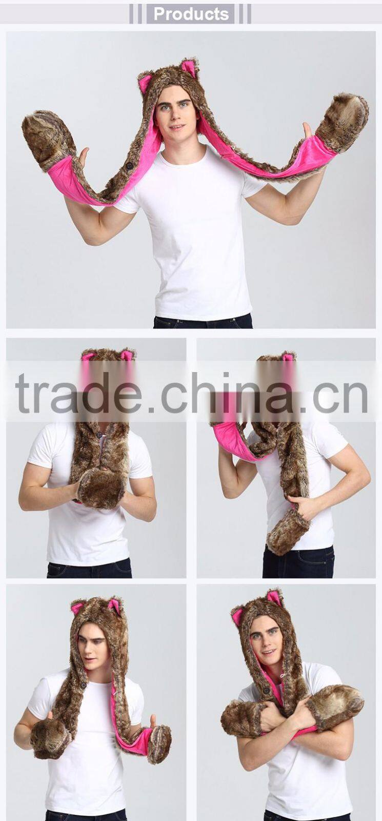 Custom Winter Hotsale Sexy Fur Animal hats and caps men