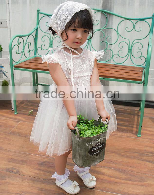Baby Clothes wholesale Hot sale chiffon cheap 2017 baby clothing Children's Boutique sleeveless summer white flower girl dress