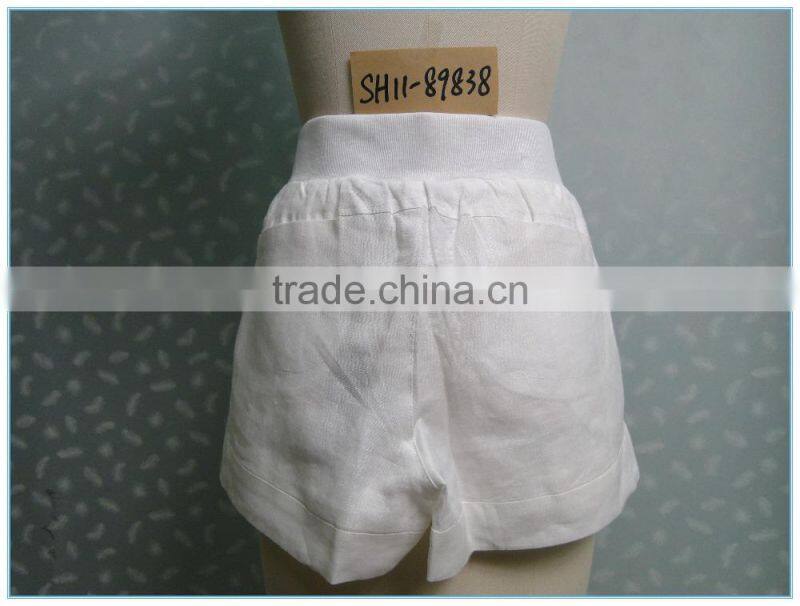 Casual high waisted linen hot sale women shorts