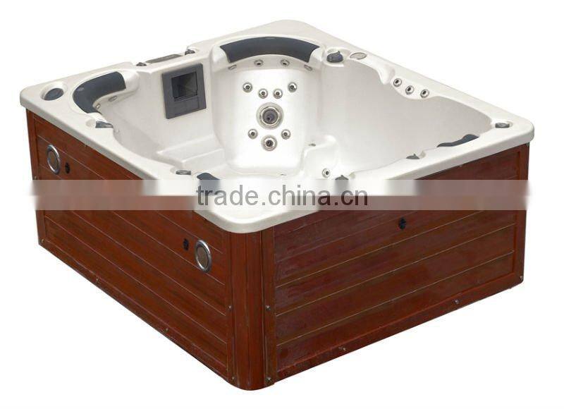 Family joyful outdoor spa/ whirlpool/hot tub with theraphy center