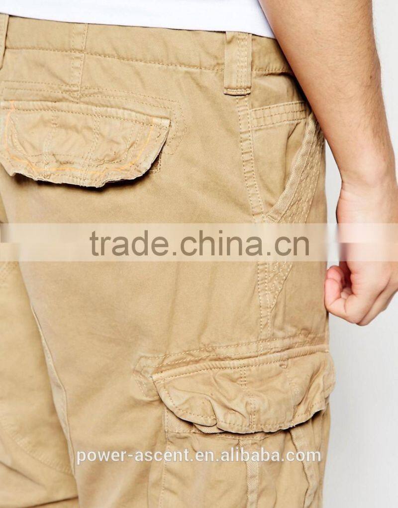 2016 Men's Burmada Style Khaki Twill Cotton Cargo Shorts