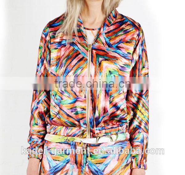 2015 Trendy Color Sublimation Jacket Zipper Up Jacket for Women