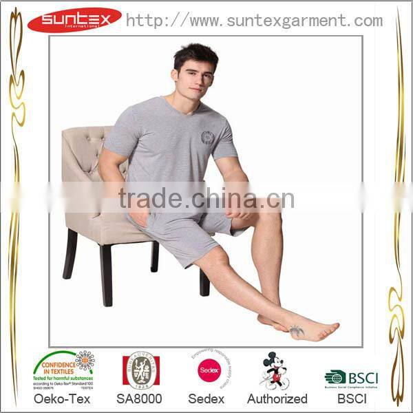 2015 New Design Breathable Men's Summer Sleepwear Cotton Pajama